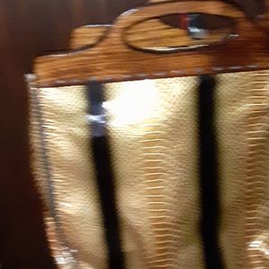 Charles Lapson brown snake embossed tote